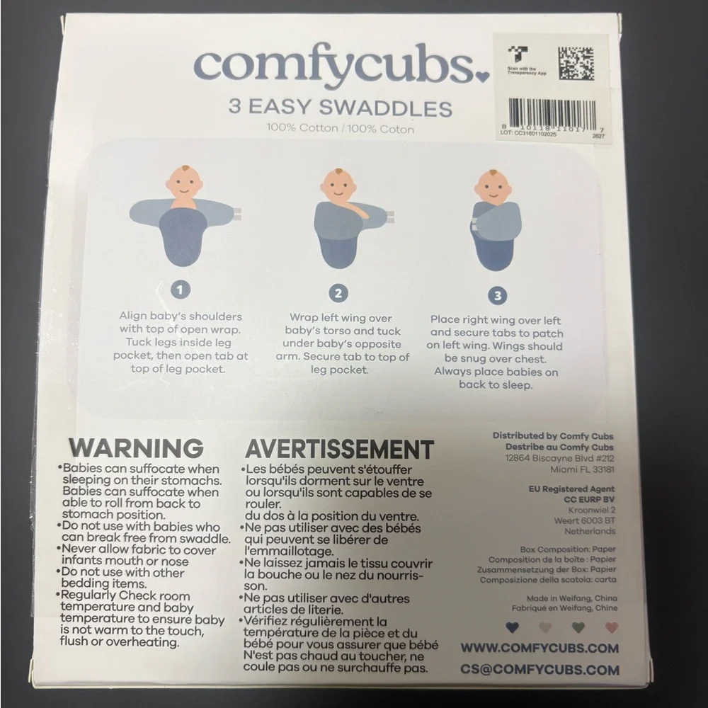 COMFYCUBES Easy Swaddle Blanket Set - Stone, Nomadic Blue, Azul